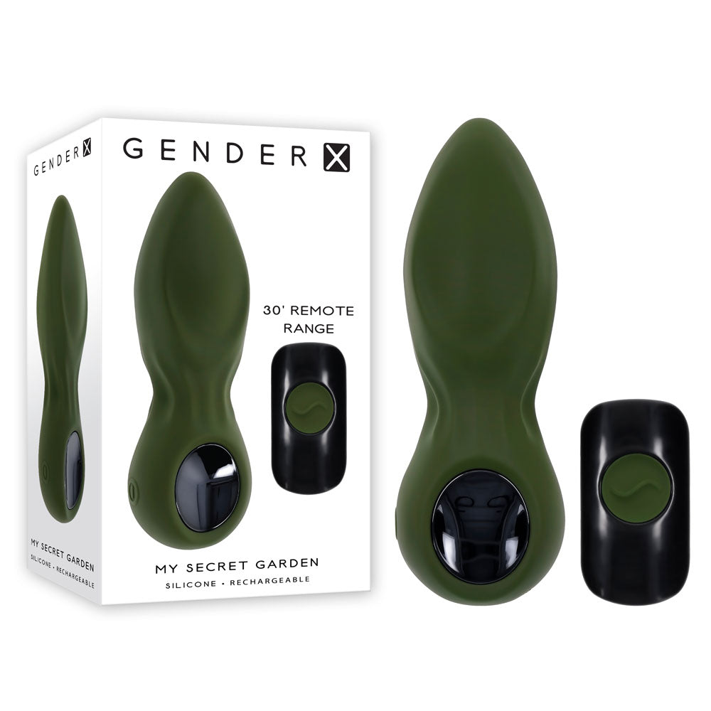 Gender X MY SECRET GARDEN - Green 14.6 cm USB Rechargeable Vibrating Butt Plug with Remote Cont