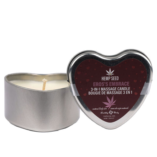 EB Hemp Seed 3 in 1 Massage Heart Candle - Eros Embrace - Eros Embrace (Fuji Apple, Asian Pear,