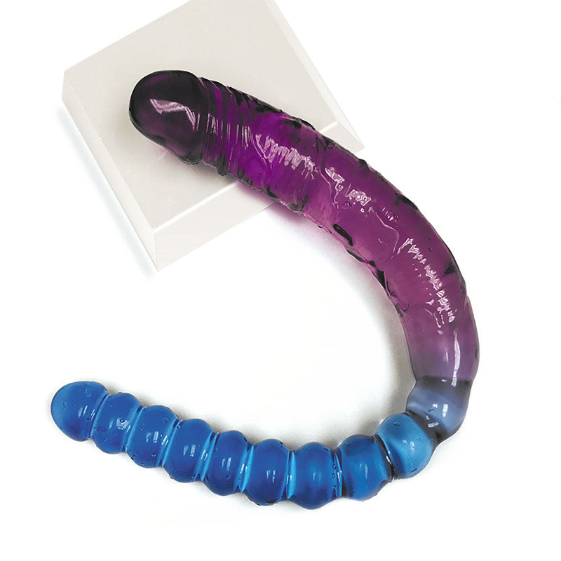 Shades 17 Jelly TPR Double Dong - Violet/Blue 44 cm Double Dong