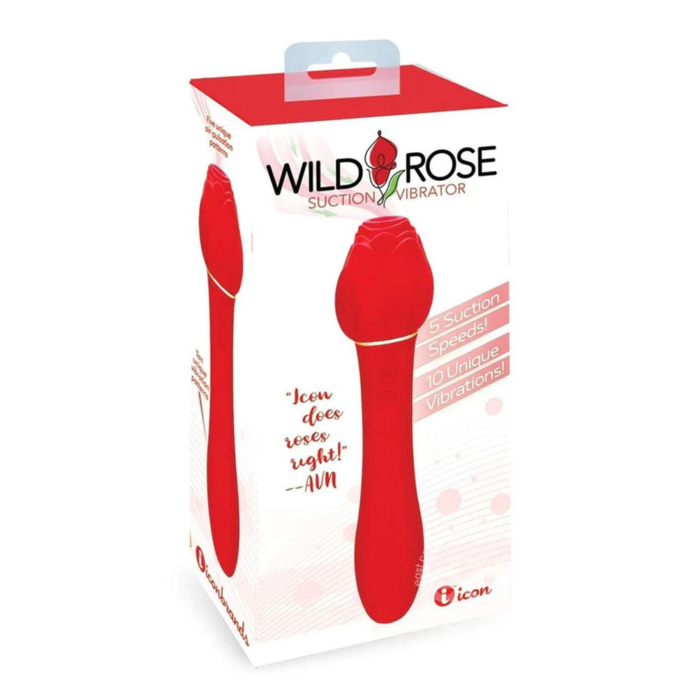 Wild Rose Suction Vibrator - Red USB Rechargeable Air Pulse Stimulator and Vibrator