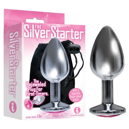 The Silver Starter - Silver 7.1 cm (2.8) Butt Plug with Pink Round Jewel