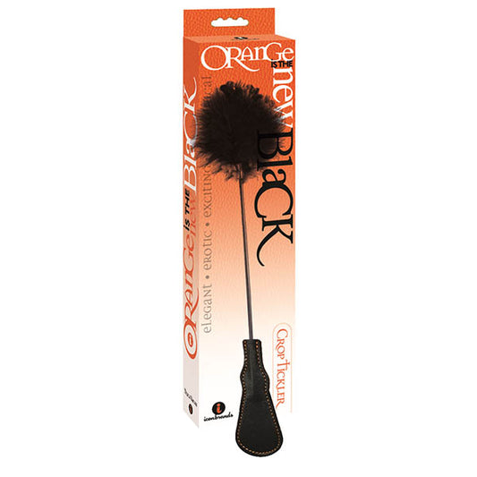 The 9s Orange Is The New Black, Riding Crop & Tickler - Black Feather Crop