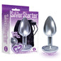 The Silver Starter - Silver 7.1 cm (2.8) Butt Plug with Violet Heart Jewel