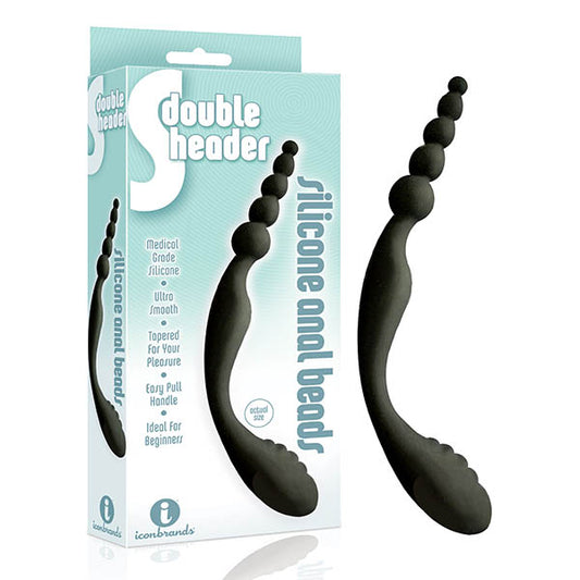 The 9s S-Double Header - Black Double Ended Anal Beads