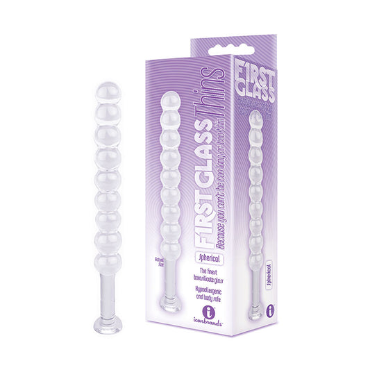 The 9s First Glass Thins, Spherical - Clear Glass 17.8 cm Anal Beads