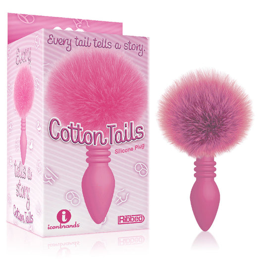 The 9s Cottontails, Ribbed Pink - Pink Butt Plug with Bunny Tail