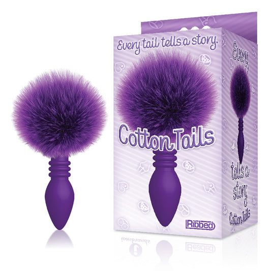 The 9s Cottontails, Ribbed Purple - Purple Butt Plug with Bunny Tail