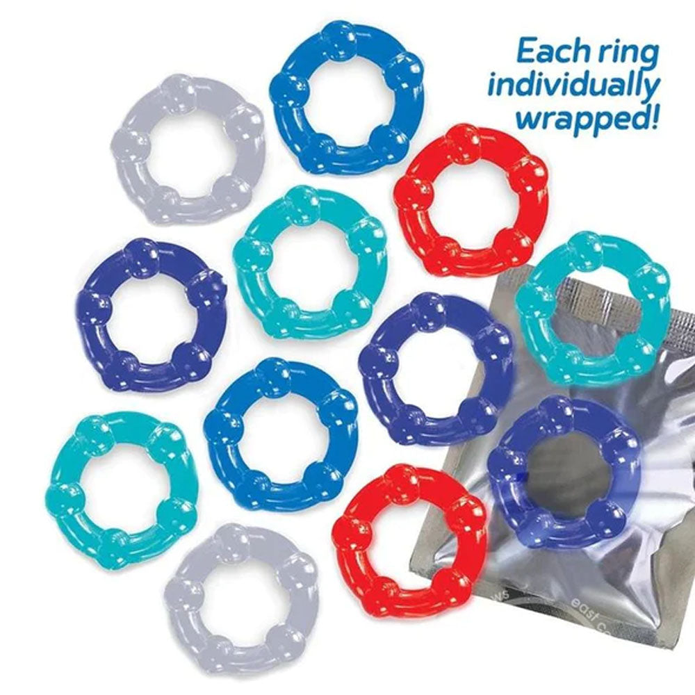 Ballers Dozen - Beaded - Individually Wrapped Cock Rings - Pack of 12