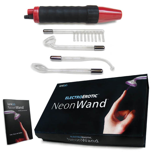 KinkLab Neon Wand Electrosex Kit - Red E-Stim Kit - 5 Piece Set