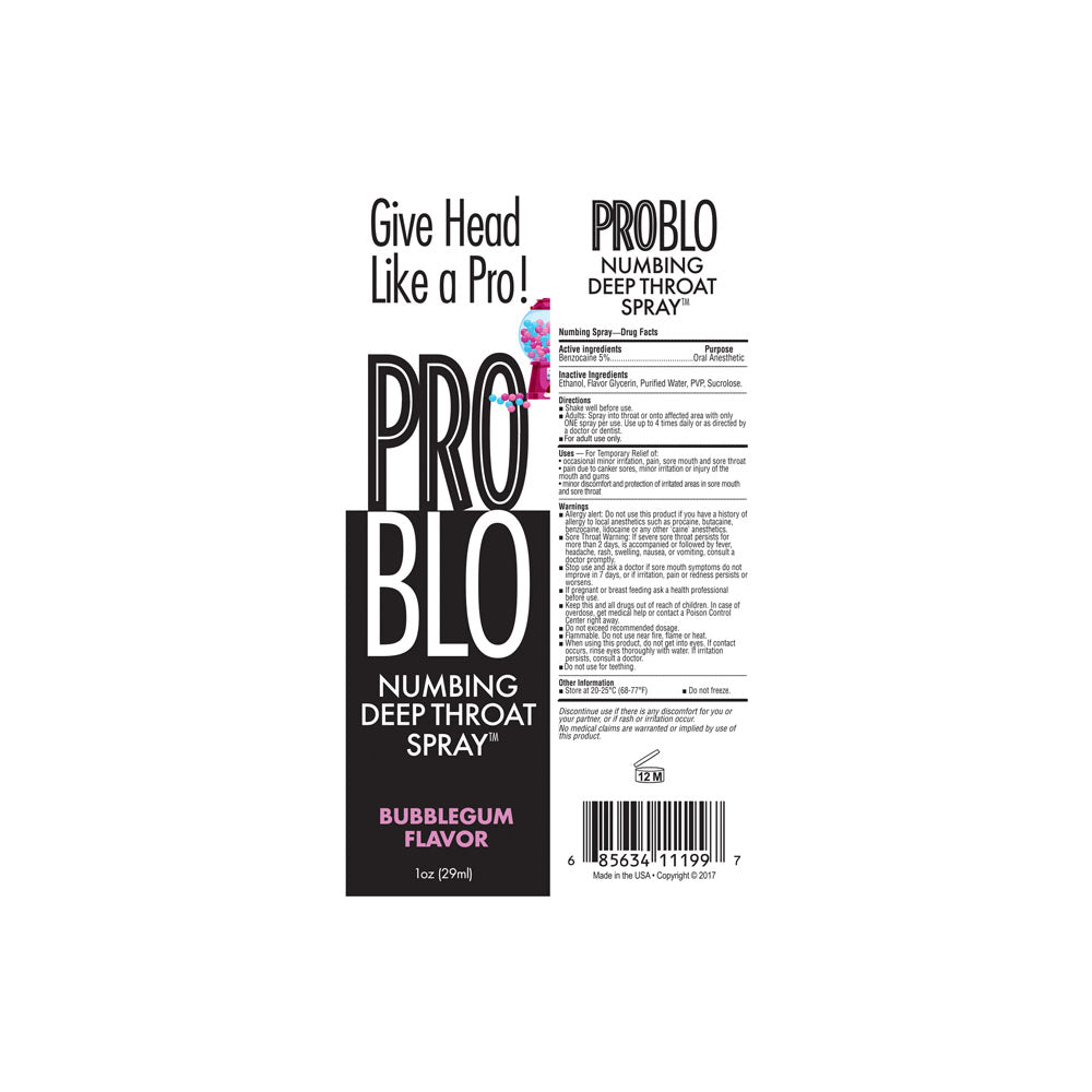 ProBlo Deep Throat Spray - Bubblegum - Bubblegum Flavoured Deep Throat Spray - 30 ml