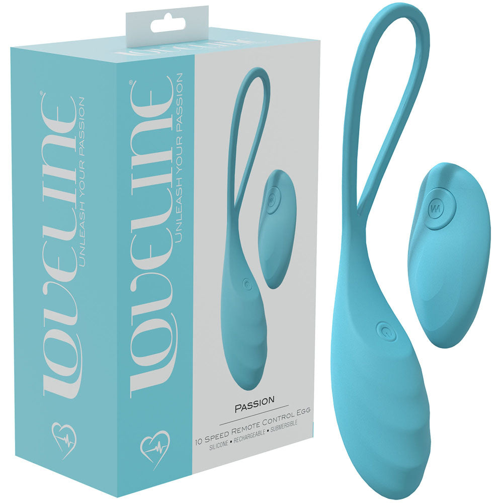 LOVELINE Passion - Blue - Blue USB Rechargeable Vibrating Egg with Wireless Remote