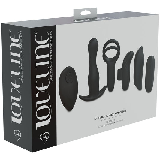 LOVELINE Supreme Weekend Kit - Black - Black USB Rechargeable 5 Piece Kit