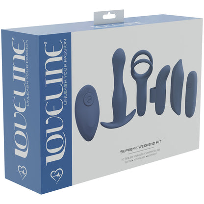 LOVELINE Supreme Weekend Kit - Blue - Blue USB Rechargeable 5 Piece Kit