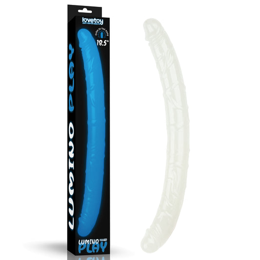 Lumino Play 18.5 Double Dildo - Glow in the Dark Blue 47 cm Double Dong