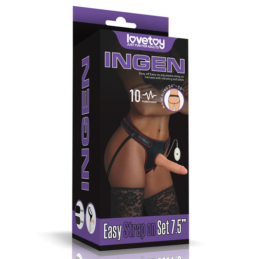 Ingen Vibrating Easy Strap-On Set - Flesh 19 cm (7.5) Vibrating Strap-On