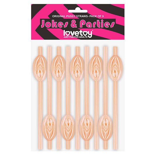 Jokes & Parties Original Pussy Straws - Flesh Pussy Straws - Set of 9