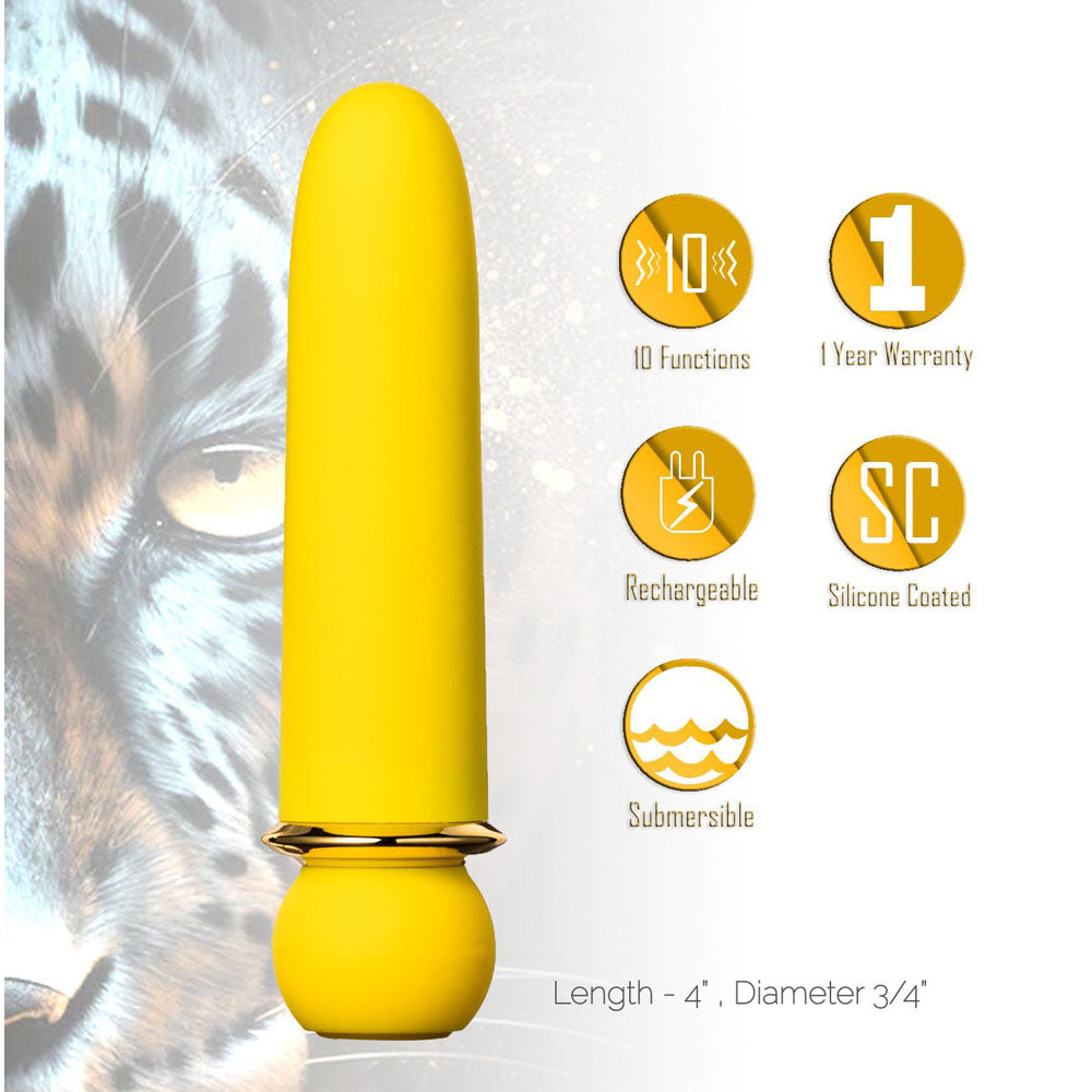 Maia JAGUAR - Yellow - Yellow 10.1 cm USB Rechargeable Bullet