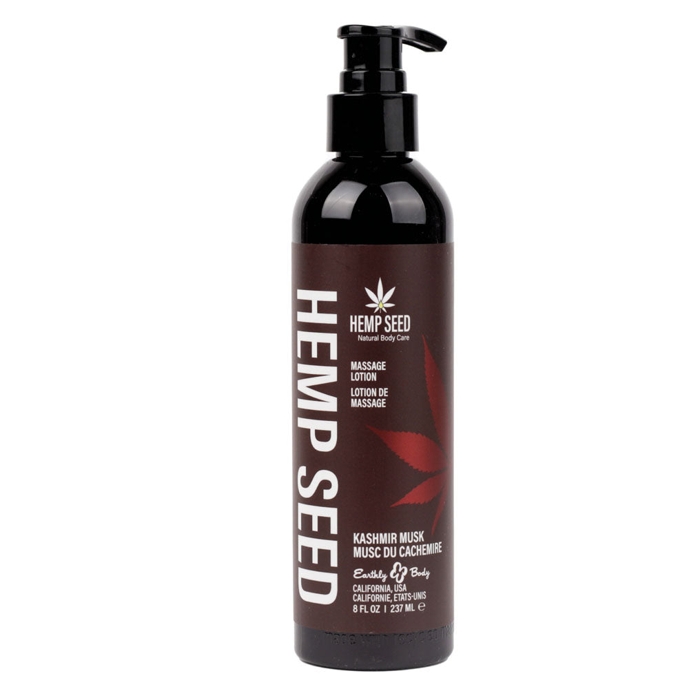 Hemp Seed Massage Lotion - Kashmir Musk (Brandy, Jasmine, Cedarwood Musk) Scented - 237 ml Bott