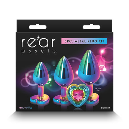 Rear Assets Trainer Kit - Multicolour - Rainbow Heart - Multi Coloured Metallic Butt Plugs with