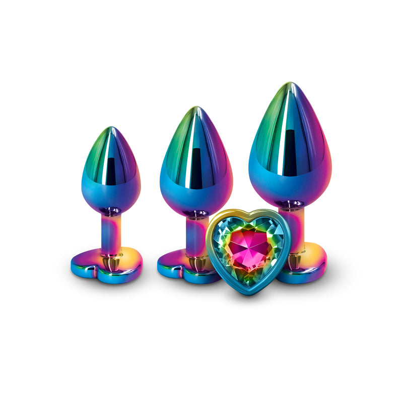 Rear Assets Trainer Kit - Multicolour - Rainbow Heart - Multi Coloured Metallic Butt Plugs with