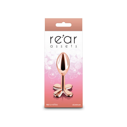 Rear Assets Clover - Rose Gold - Rose Gold 9.2 cm Metallic Butt Plug