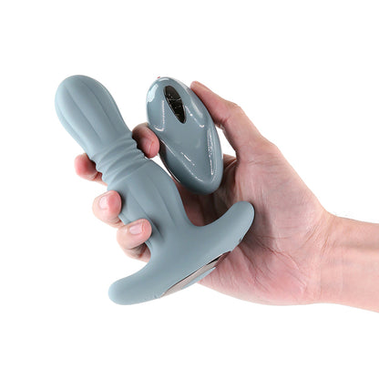 Renegade Gemini - Grey - Grey 14.8 cm USB Rechargeable Thrusting & Vibrating Butt Plug with Rem