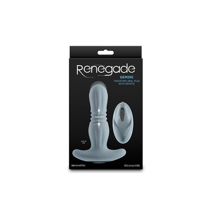 Renegade Gemini - Grey - Grey 14.8 cm USB Rechargeable Thrusting & Vibrating Butt Plug with Rem