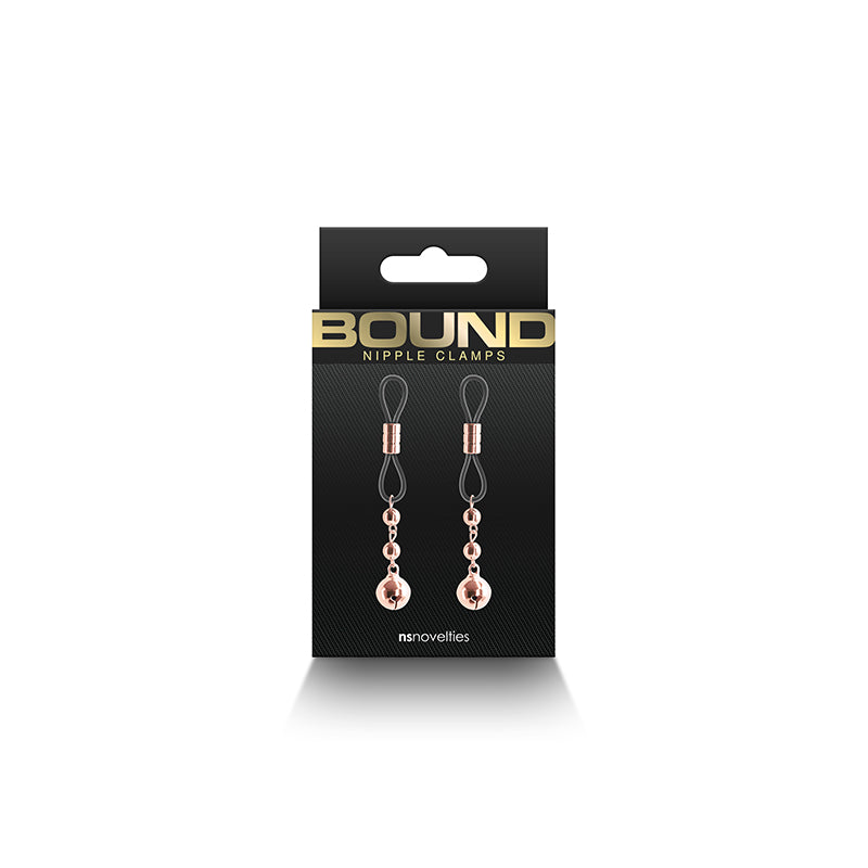 Bound Nipple Clamps - D1 - Rose Gold - Rose Gold/Black Nipple Clamps - Set of 2