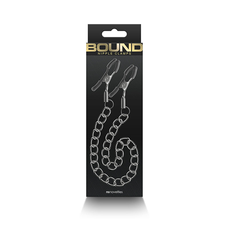 Bound Nipple Clamps - DC2 - Gunmetal - Gunmetal Nipple Clamps with Chain