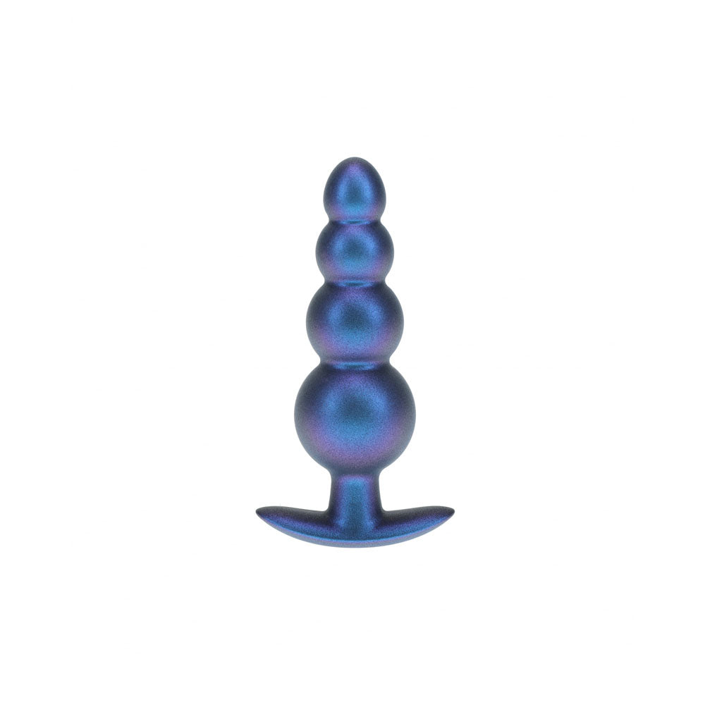 OUCH! Beaded Anal Plug - Metallic Blue - Metallic Blue 11.7 cm Butt Plug