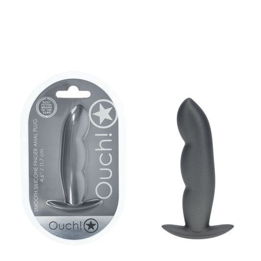 OUCH! Finger Anal Plug - Gun Metal - Gun Metal Grey 11.7 cm Butt Plug