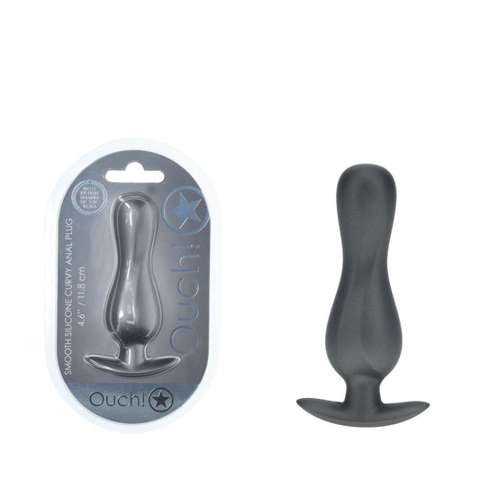 OUCH! Curvy Anal Plug - Gun Metal - Gun Metal Grey 11.7 cm Butt Plug