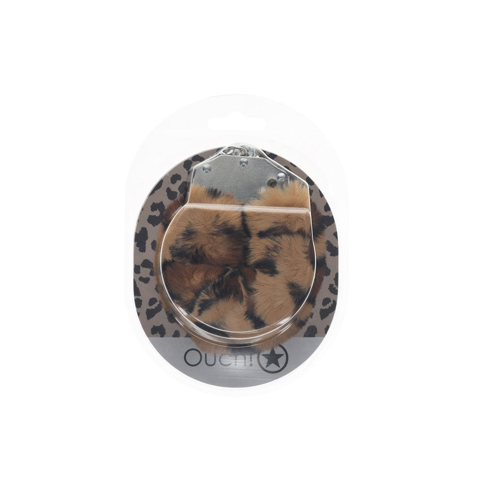 OUCH! Heavy-Duty Fluffy Cuffs - Leopard - Leopard Fluffy Restraints