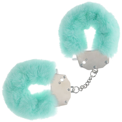 OUCH! Heavy-Duty Fluffy Cuffs - Powder Green - Powder Green Fluffy Restraints