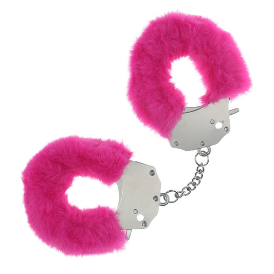 OUCH! Heavy-Duty Fluffy Cuffs - Pink - Pink Fluffy Restraints