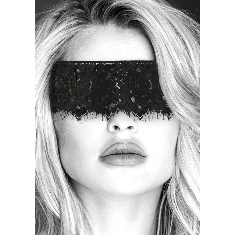 OUCH! Black & White Lace Mask With Elastic Straps - Black Eye Restraint