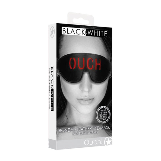 OUCH! Black & White Bonded Leather Eye-Mask Ouch - Black Eye Restraint