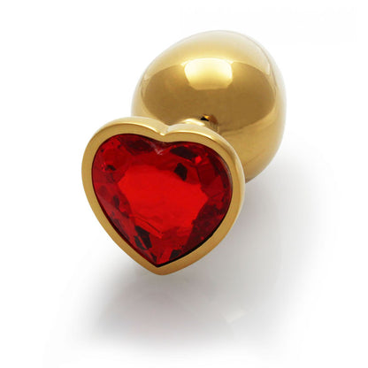 OUCH! Heart Gem Gold Butt Plug - Medium - Gold 8 cm Medium Butt Plug with Heart Gem Base