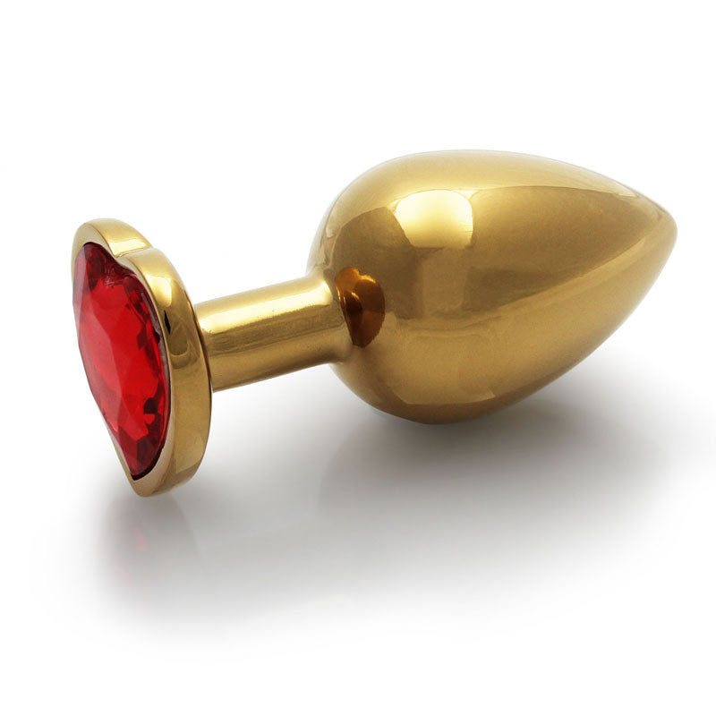 OUCH! Heart Gem Gold Butt Plug - Medium - Gold 8 cm Medium Butt Plug with Heart Gem Base