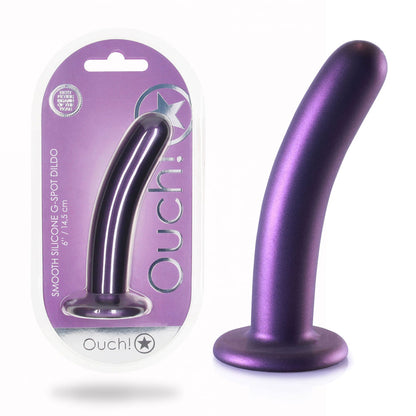 OUCH! Smooth Silicone G-Spot Dildo - 6 / 14.5 cm - Metallic Purple 14.5 cm Dildo