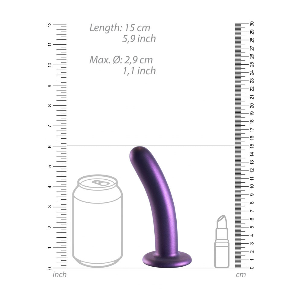 OUCH! Smooth Silicone G-Spot Dildo - 6 / 14.5 cm - Metallic Purple 14.5 cm Dildo