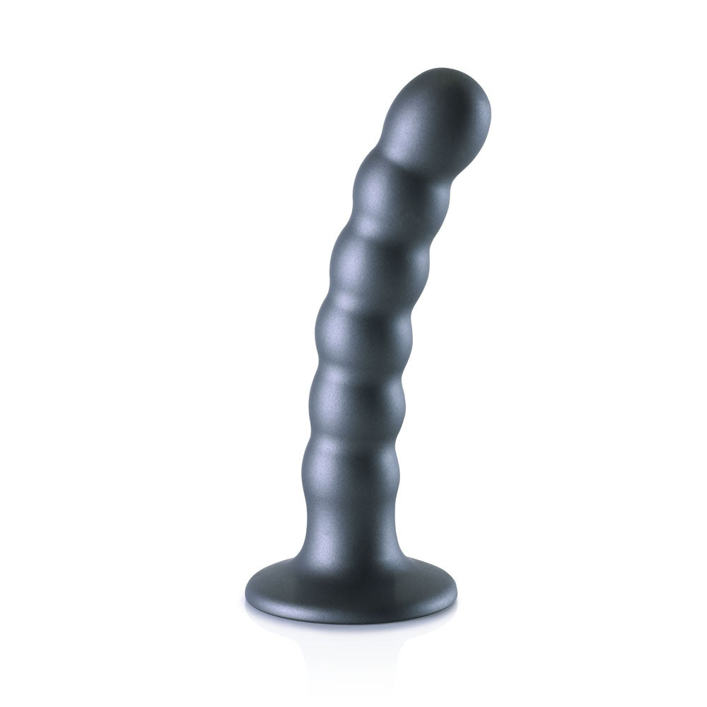 OUCH! Beaded Silicone G-Spot Dildo - 5 / 13cm - Gunmetal 13 cm Dildo