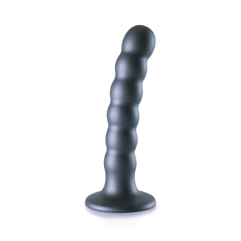 OUCH! Beaded Silicone G-Spot Dildo - 5 / 13cm - Gunmetal 13 cm Dildo