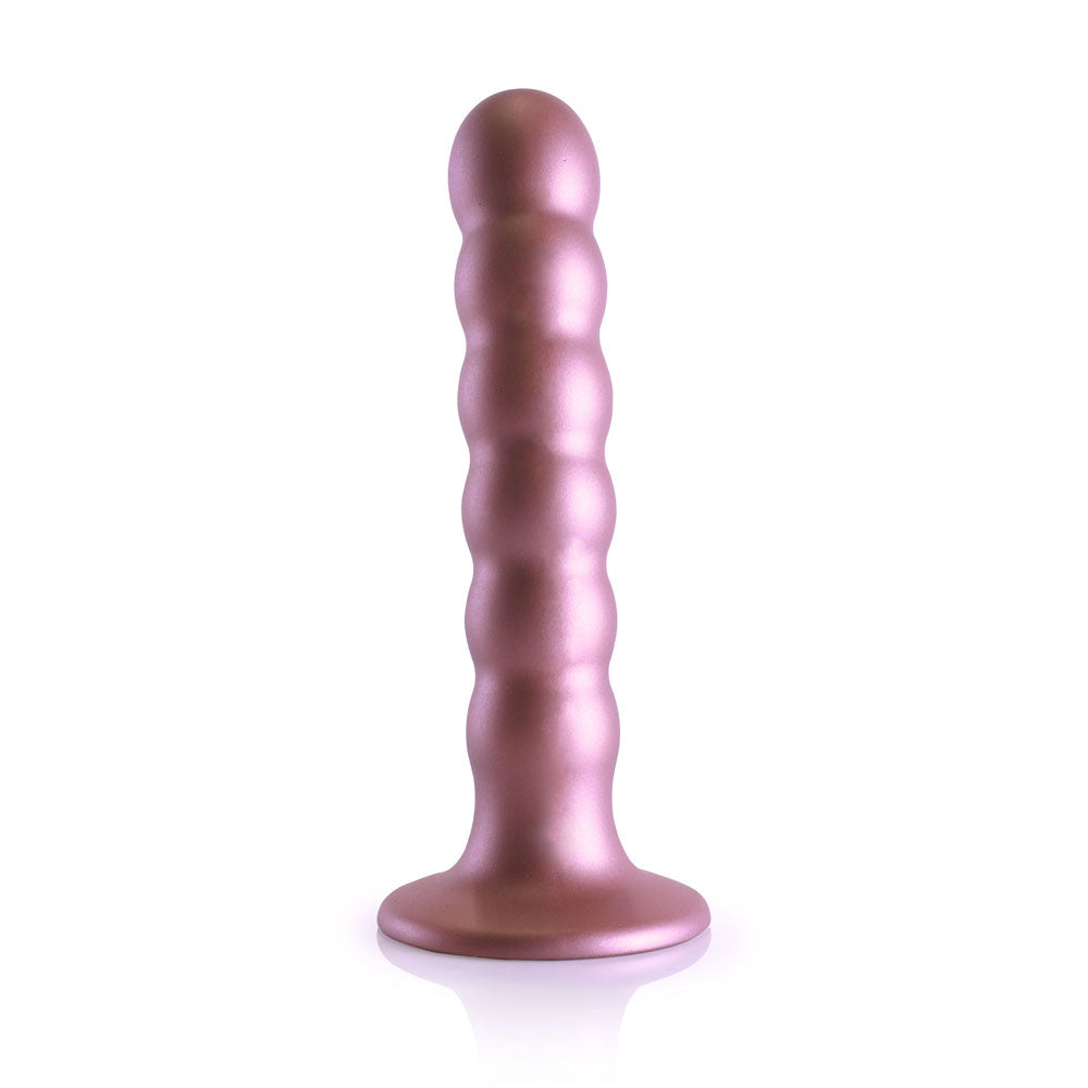 OUCH! Beaded Silicone G-Spot Dildo - 5 / 13cm - Rose Gold 13 cm Dildo