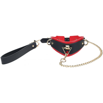 OUCH! Milan Collection - Collar with Leash - Black/Red Restraint