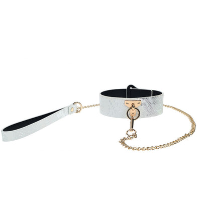 OUCH! Florence Collection - Collar with Leash - White Restraint