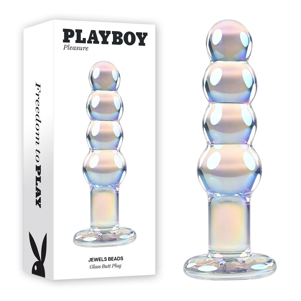 Playboy Pleasure JEWELS BEADS - Clear Glass 12 cm Anal Beads