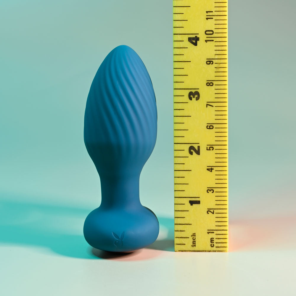 Playboy Pleasure SPINNING TAIL TEASER - Blue 9.7 cm USB Rechargeable Vibrating & Rotating Butt