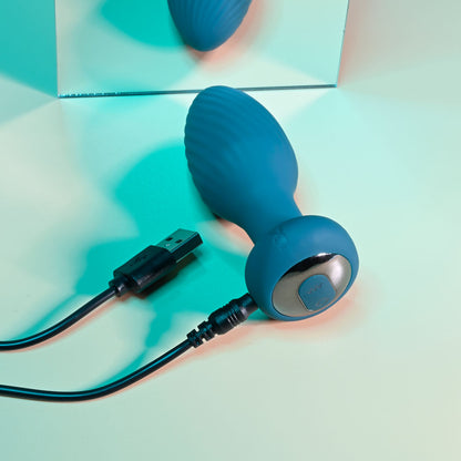 Playboy Pleasure SPINNING TAIL TEASER - Blue 9.7 cm USB Rechargeable Vibrating & Rotating Butt