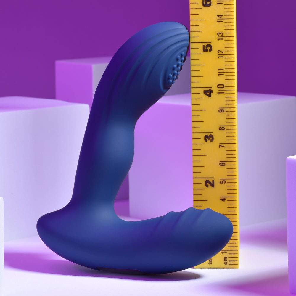 Playboy Pleasure PLEASURE PLEASER - Blue USB Rechargeable Vibrating Prostate Massager with Wire